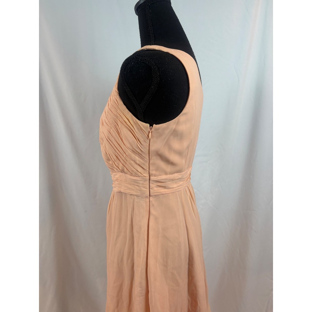 Ann Taylor Peach Silk One Shoulder Pleated Cocktail Dress Size 4 Wedding Guest - Picture 7 of 12